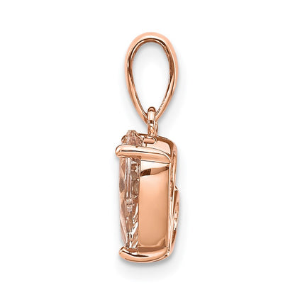 14K Rose Gold Morganite and Diamond Pendant