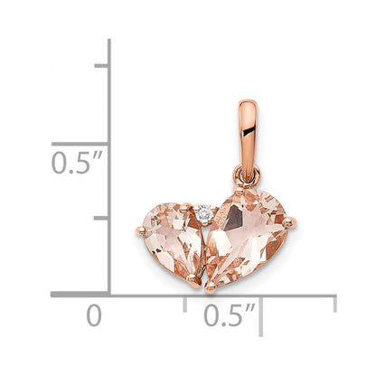 14K Rose Gold Morganite and Diamond Pendant
