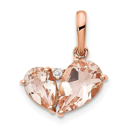 14K Rose Gold Morganite and Diamond Pendant