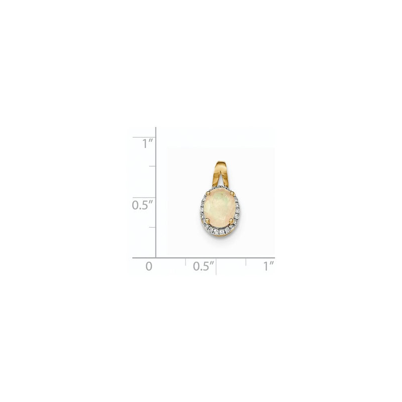 14K Yellow Gold Oval Australian Opal & Real Diamond Halo Pendant