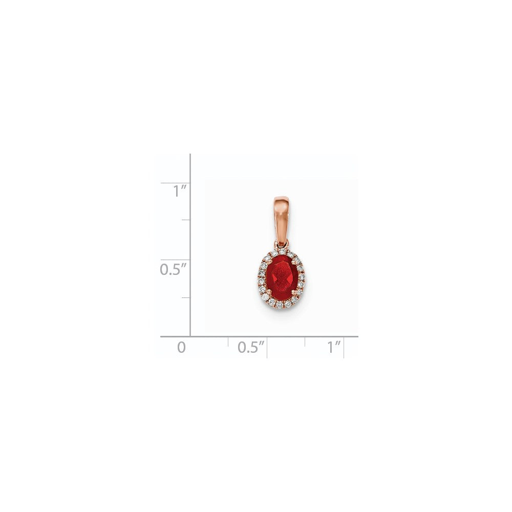 14k Rose Gold Oval Fire Opal and Diamond Halo Pendant