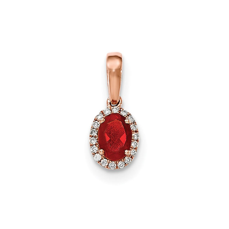 14k Rose Gold Oval Fire Opal and Diamond Halo Pendant