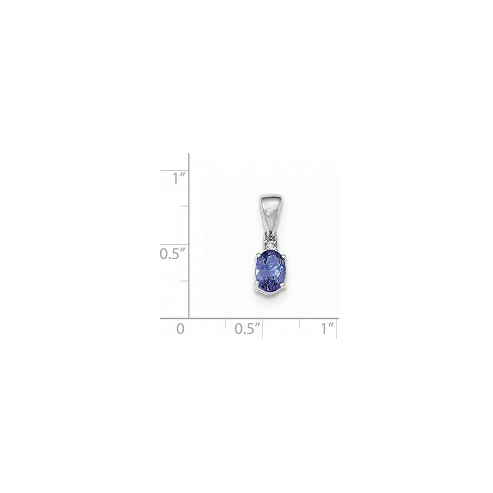 14k White Gold Oval Tanzanite & Diamond Pendant