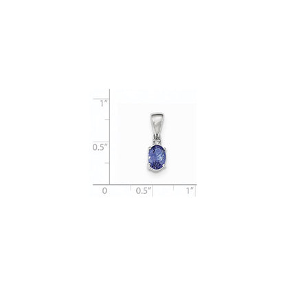 14k White Gold Oval Tanzanite & Diamond Pendant