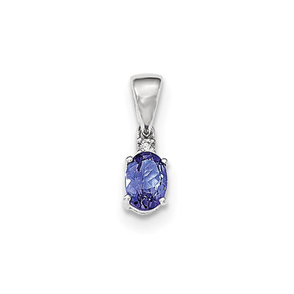14k White Gold Oval Tanzanite & Diamond Pendant