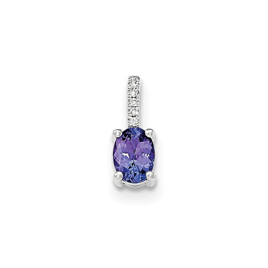 14k White Gold Tanzanite & Diamond Bail Pendant