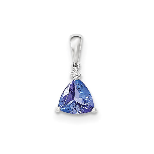 14k White Gold Trillion Tanzanite & Diamond Pendant