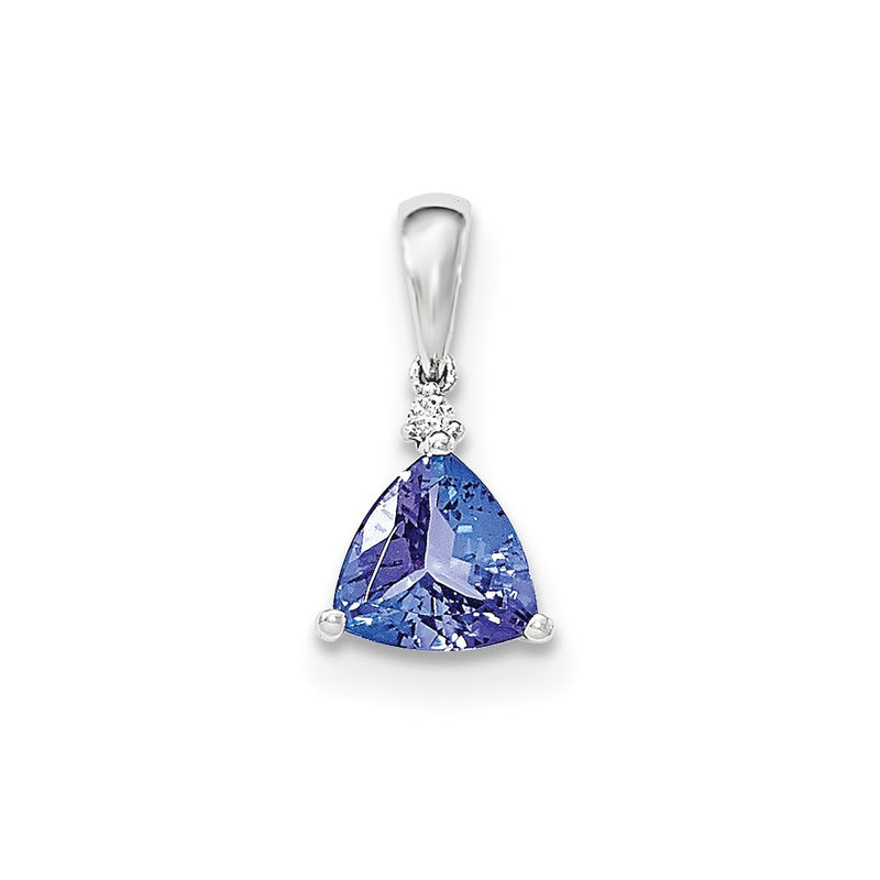 14k White Gold Trillion Tanzanite & Diamond Pendant
