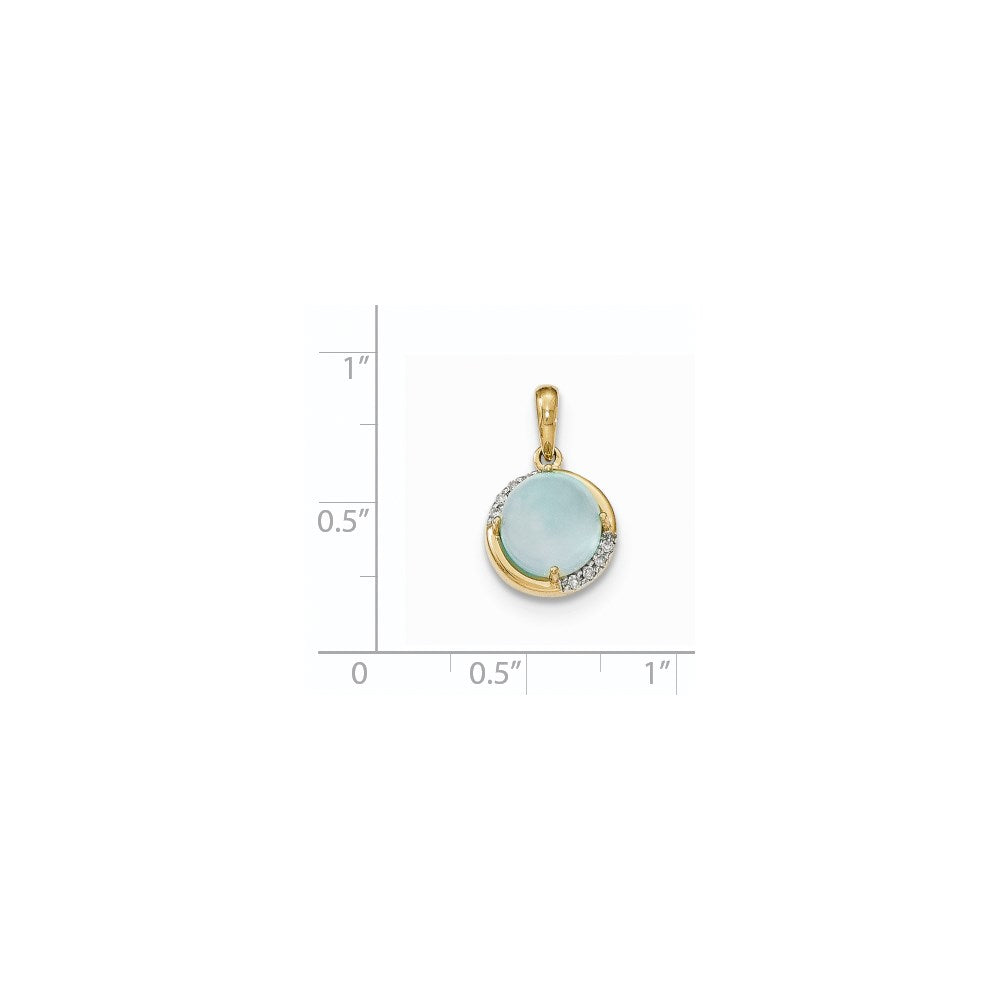14k Blue Chalcedony and Diamond Pendant