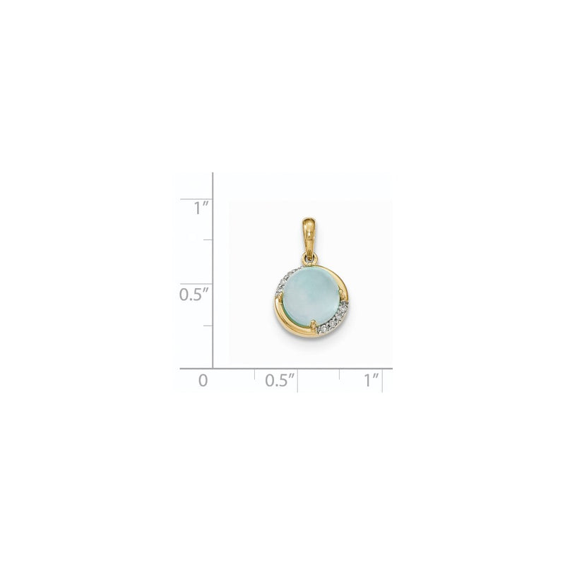 14k Blue Chalcedony and Diamond Pendant