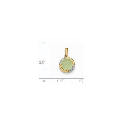 14k Green Chalcedony and Diamond Pendant