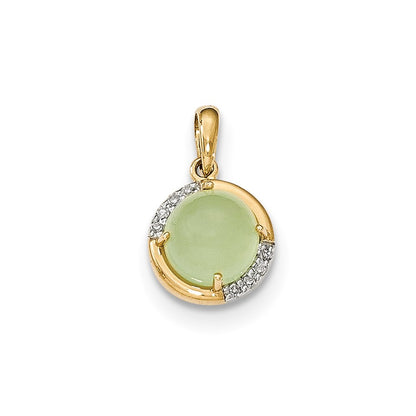 14k Green Chalcedony and Diamond Pendant