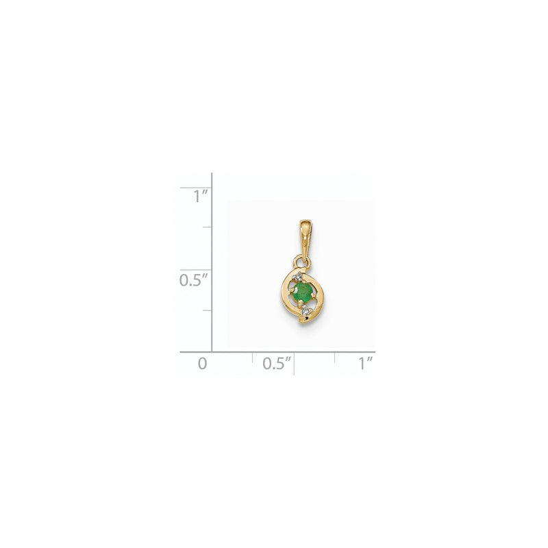14K Yellow Gold Emerald and Real Diamond Pendant