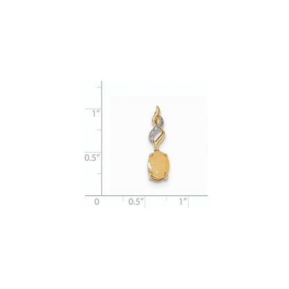 14k Yellow Gold Opal and Real Diamond Pendant
