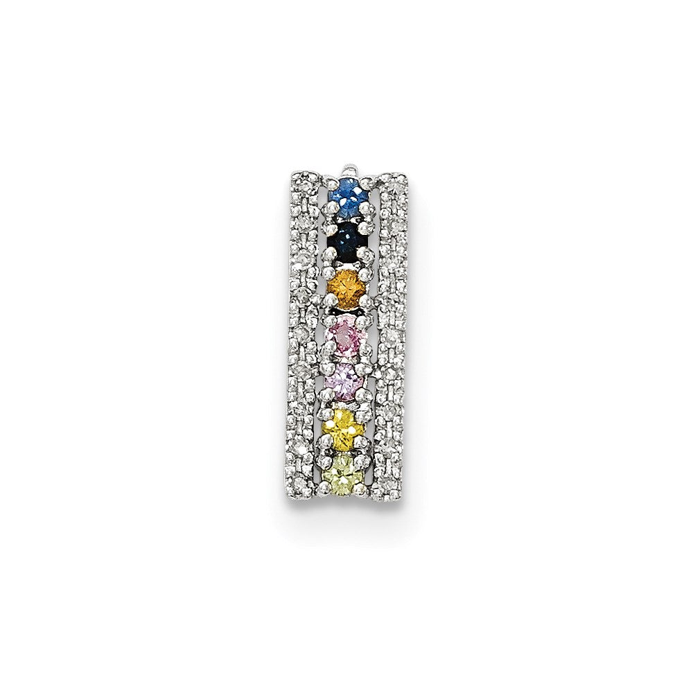 14k White Gold Multi-Sapphire & Real Diamond Pendant