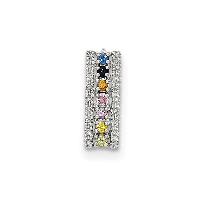 14k White Gold Multi-Sapphire & Real Diamond Pendant