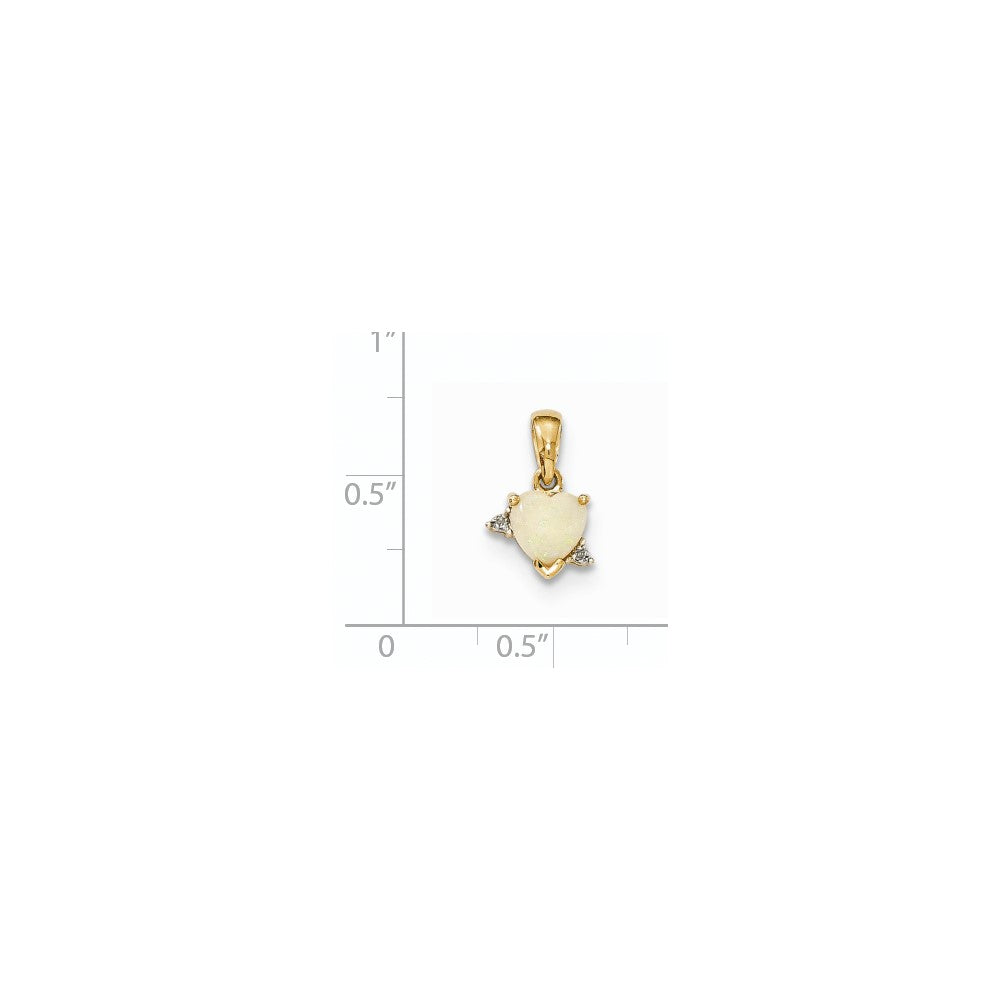 14k Yellow Gold Opal and Real Diamond Pendant