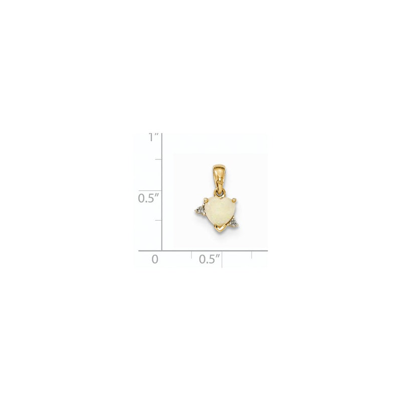 14k Yellow Gold Opal and Real Diamond Pendant