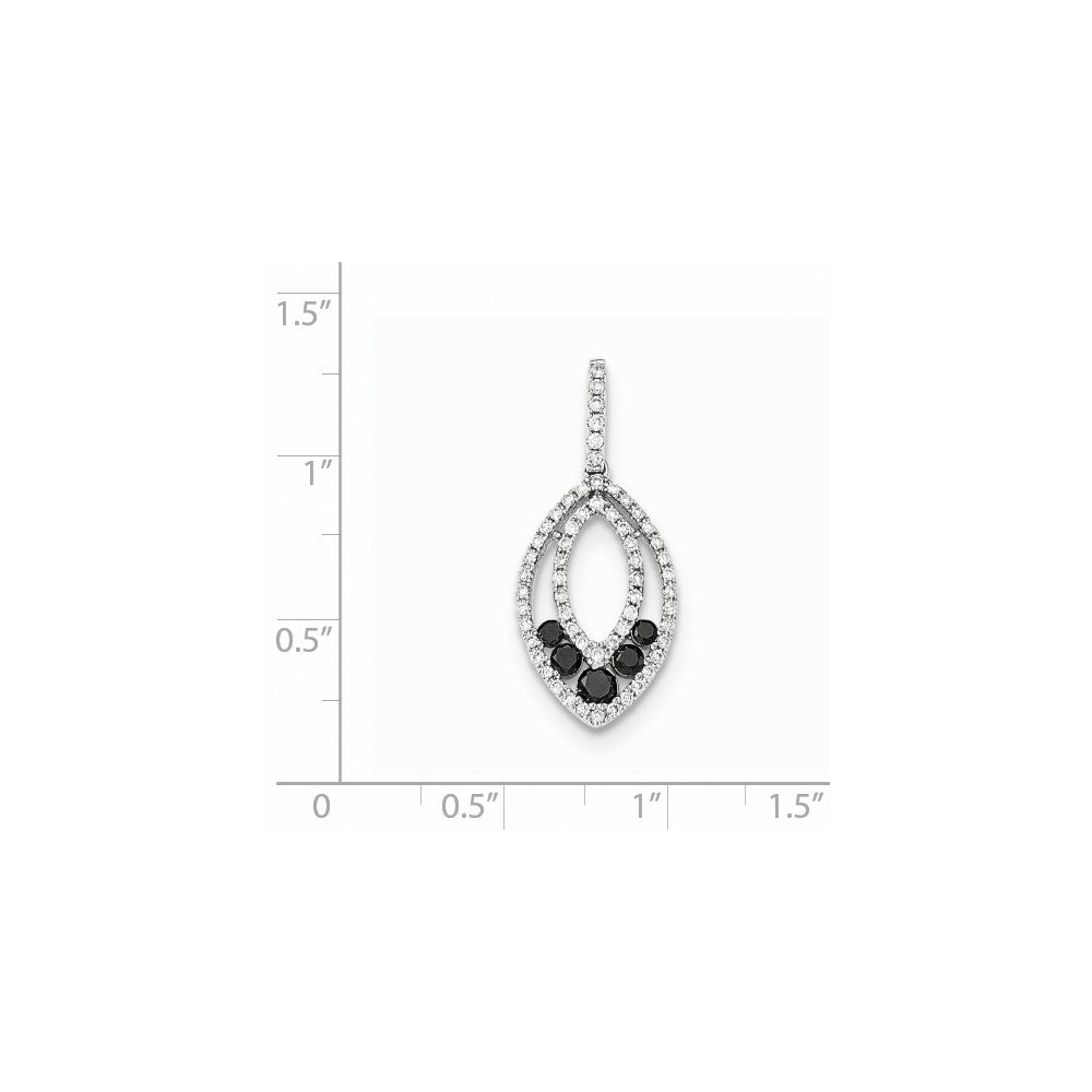 14k White Gold Black and White Real Diamond Pendant
