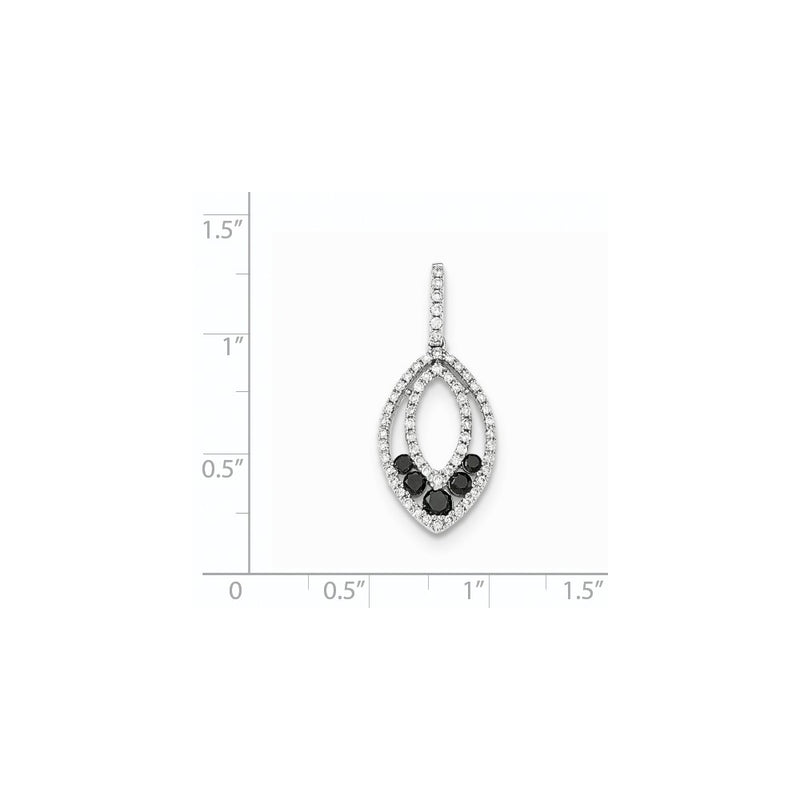 14k White Gold Black and White Real Diamond Pendant