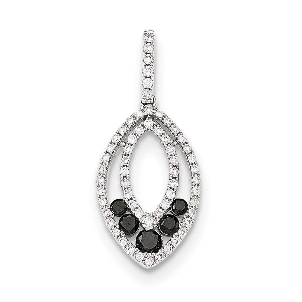 14k White Gold Black and White Real Diamond Pendant