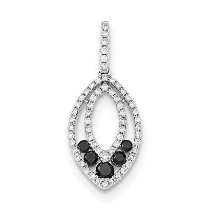 14k White Gold Black and White Real Diamond Pendant