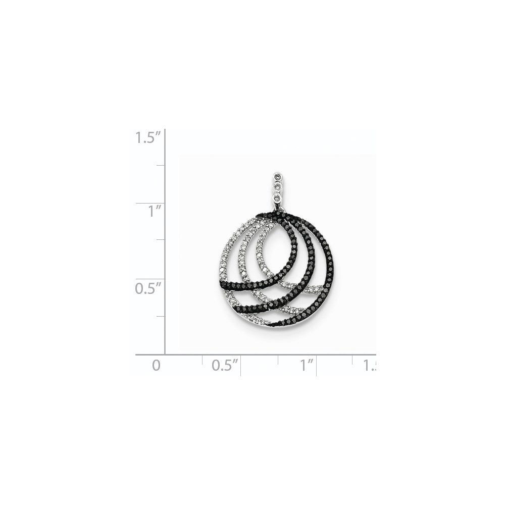14k White Gold White and Black Real Diamond Pendant