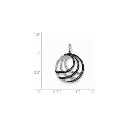 14k White Gold White and Black Real Diamond Pendant