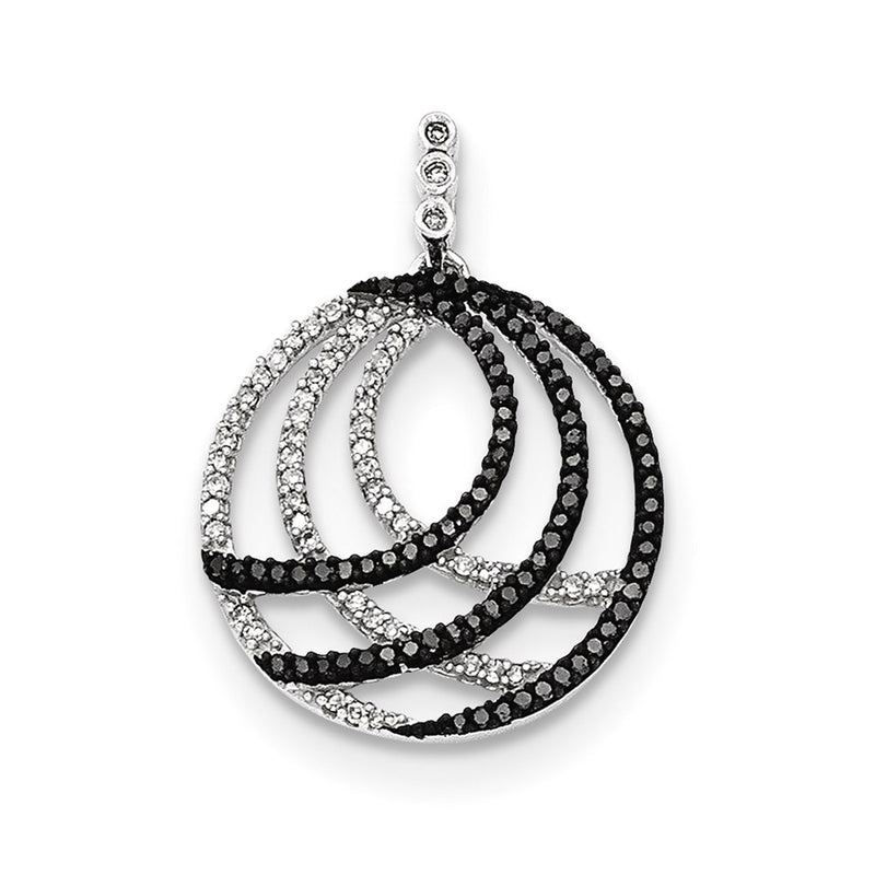 14k White Gold White and Black Real Diamond Pendant