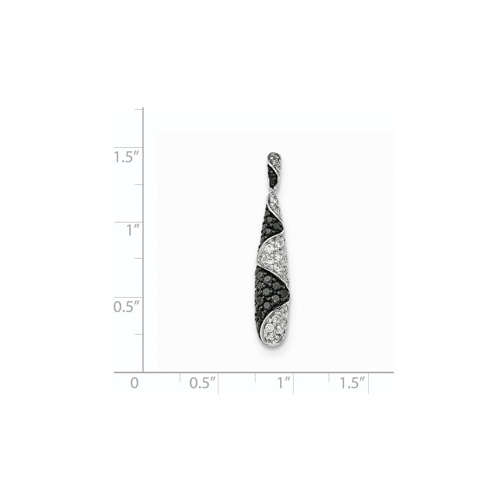 14K White GoldBlack/White Real Diamond Drop Pendant