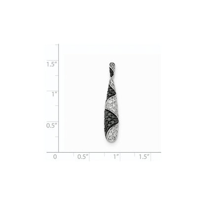 14K White GoldBlack/White Real Diamond Drop Pendant