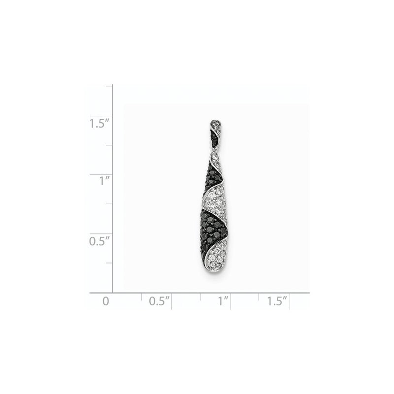 14K White GoldBlack/White Real Diamond Drop Pendant