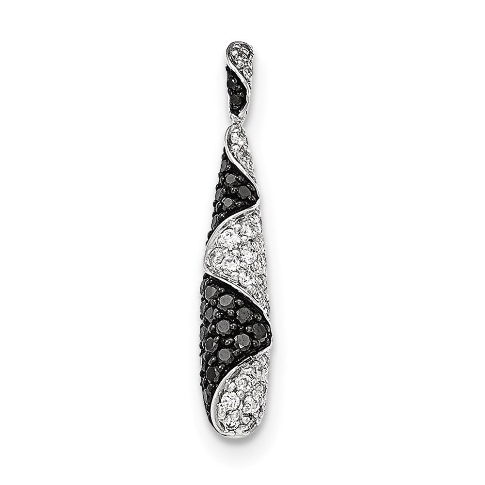 14K White GoldBlack/White Real Diamond Drop Pendant