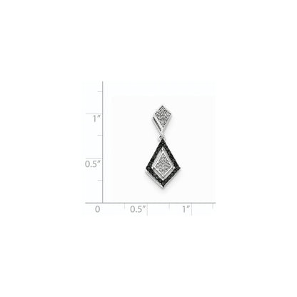 14kt White Gold Polished Real Diamond/Black Real Diamond Pendant