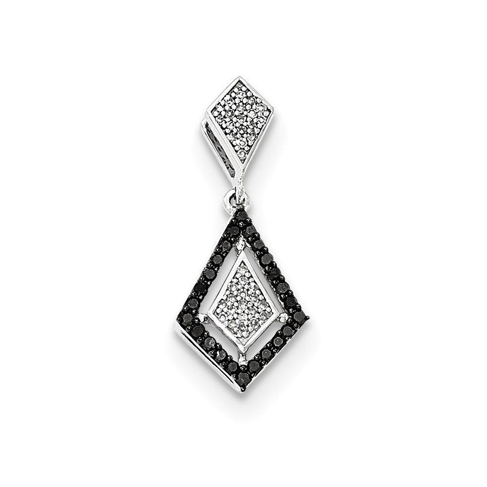 14kt White Gold Polished Real Diamond/Black Real Diamond Pendant