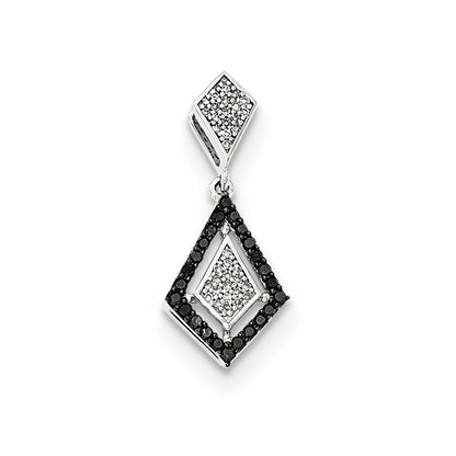 14kt White Gold Polished Real Diamond/Black Real Diamond Pendant