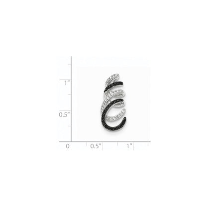 14k White Gold Black and White Diamond Chain Slide