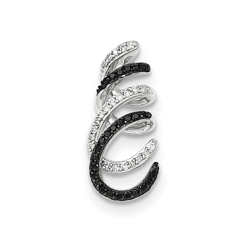14k White Gold Black and White Diamond Chain Slide