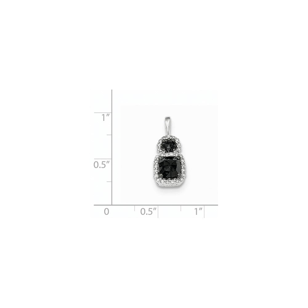 14k White Gold Black and White Real Diamond Pendant