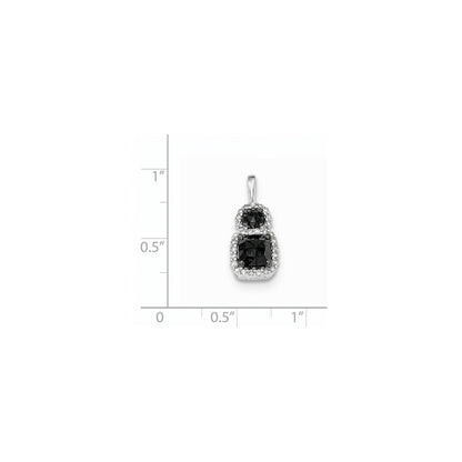 14k White Gold Black and White Real Diamond Pendant