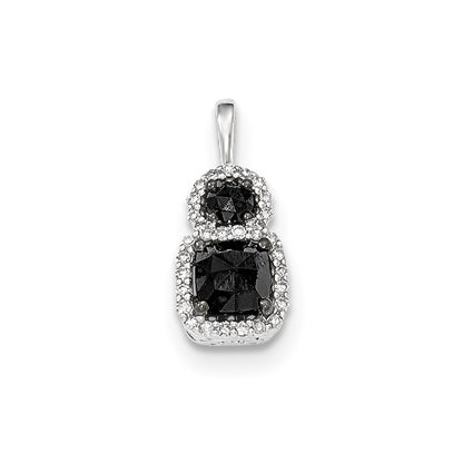 14k White Gold Black and White Real Diamond Pendant