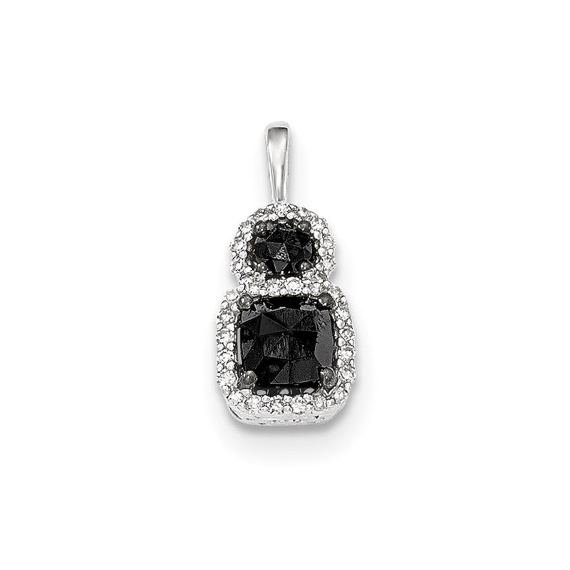14k White Gold Black and White Real Diamond Pendant