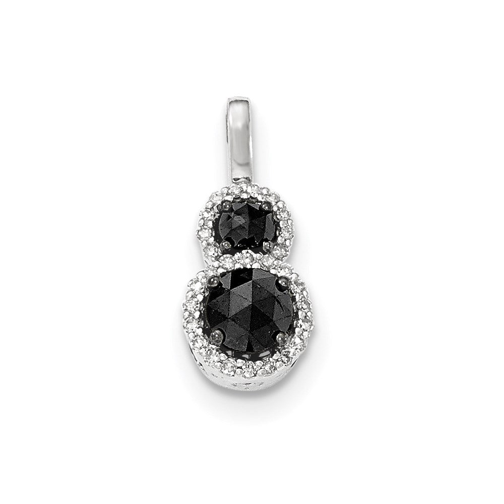 14k White Gold Black and White Real Diamond Pendant