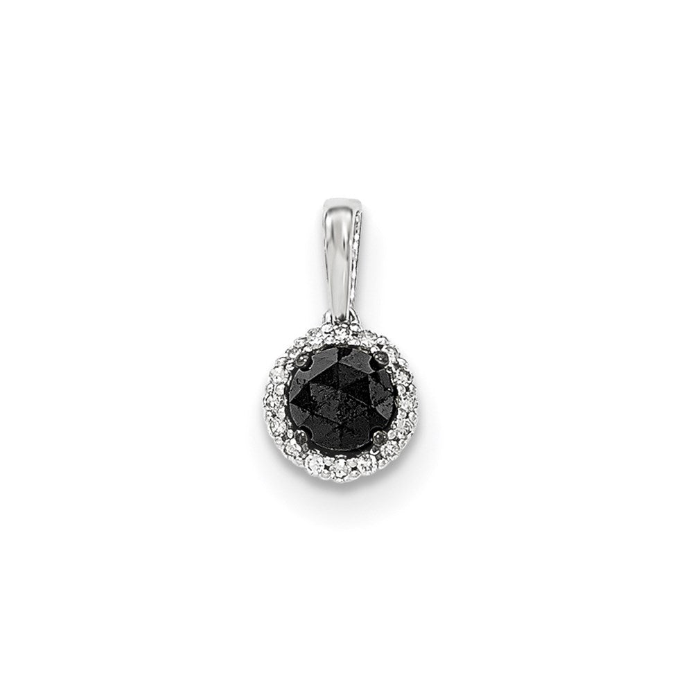 14k White Gold Black and White Real Diamond Pendant
