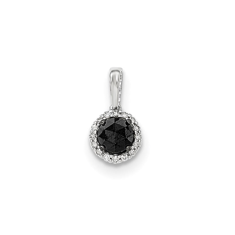 14k White Gold Black and White Real Diamond Pendant
