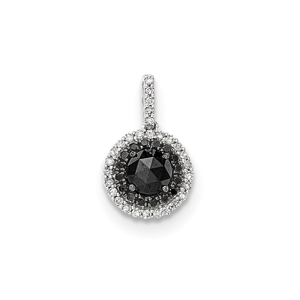 14k White Gold Black and White Real Diamond Pendant
