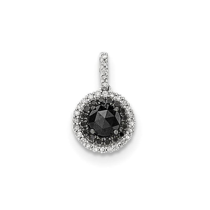 14k White Gold Black and White Real Diamond Pendant