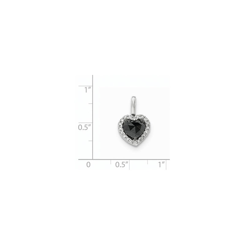 14k White Gold Black and White Real Diamond Heart Pendant