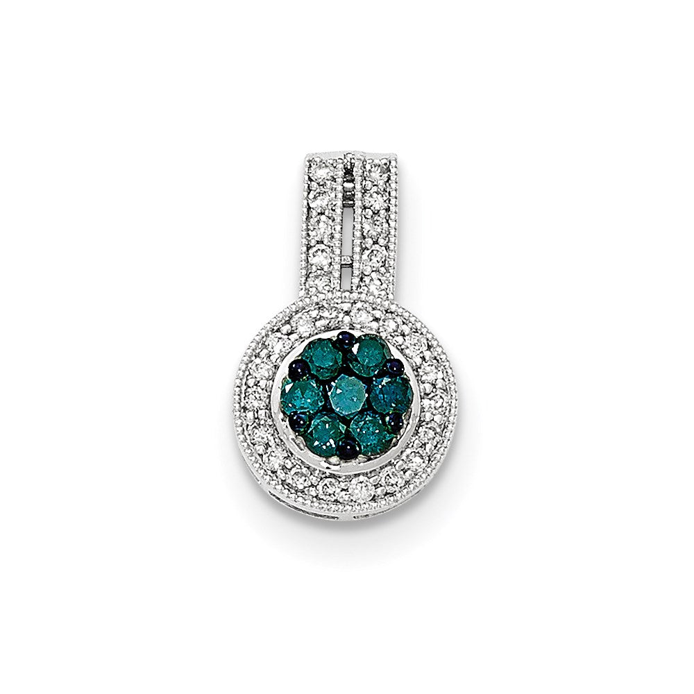 14k White Gold Blue & White Diamond Pendant