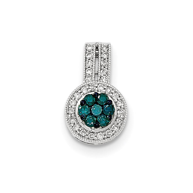 14k White Gold Blue & White Diamond Pendant